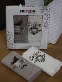 Турецкие кухонные вафельные салфетки METEOR 40х60 LUX COFE - 2шт. арт. 8387