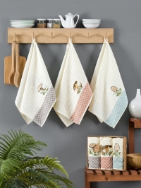 Турецкие кухонные вафельные салфетки METEOR 45х65 - 3шт. DAMA MUSHROOM арт. 12308