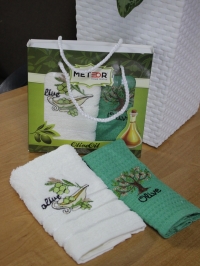 Кухонные махровые/вафельные салфетки METEOR 30х50 OLIVE - 2шт. арт. 9644